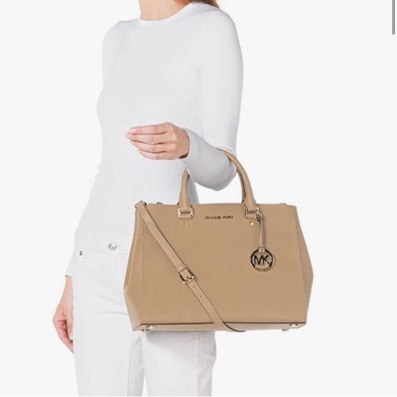 MICHAEL KORS Black Sutton Large Saffiano Leather Satchel with Crossbody Strap - Picture 9 of 9